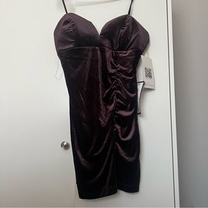 Brown Velvet Mini Dress